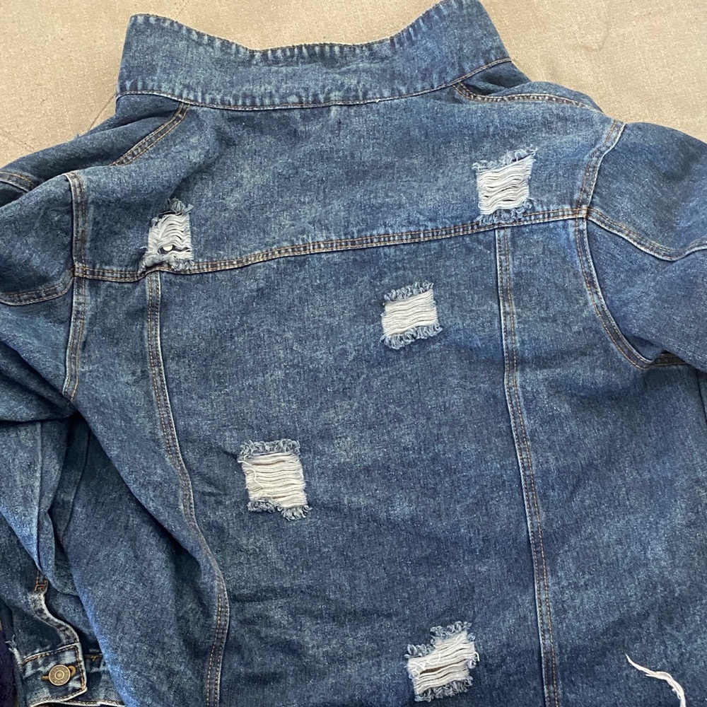 Distressed Blue Jean Jacket - Picture 3 of 5
